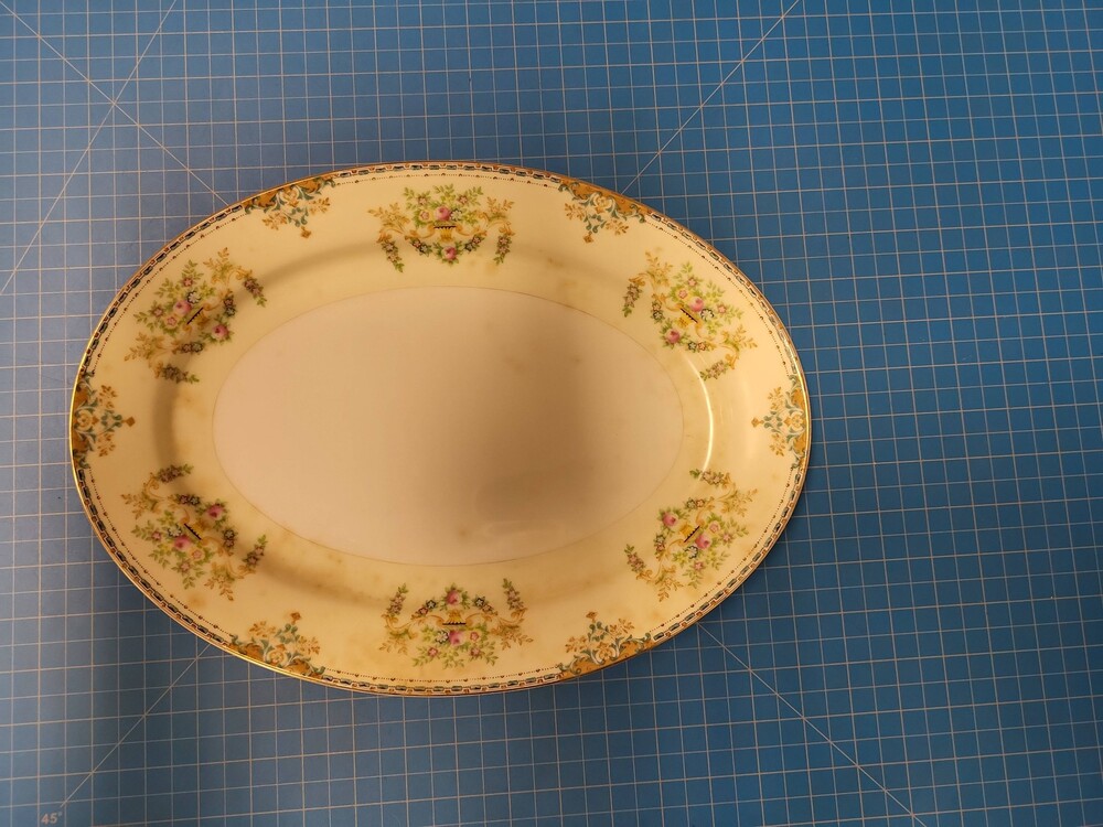 Vintage Meito China Oval Serving Plate Hand Painted Floral Design Decor Japan